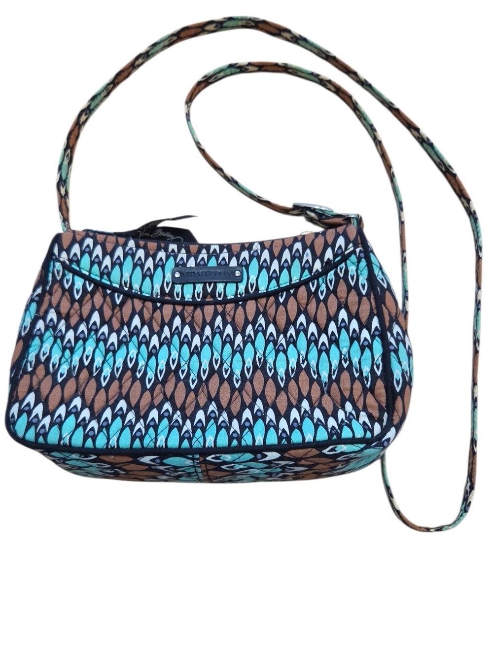 Vera Bradley Turquoise Brown Sierra Stream Retired 2015 Crossbody Bag